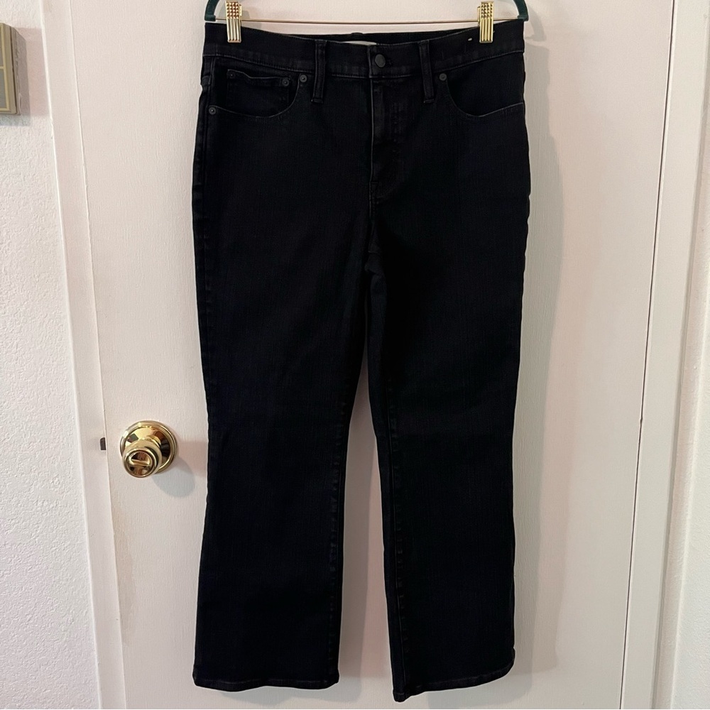 Madewell Mid-Rise Kick Out Crop Jeans Super Stretch Black Size 31 NM320